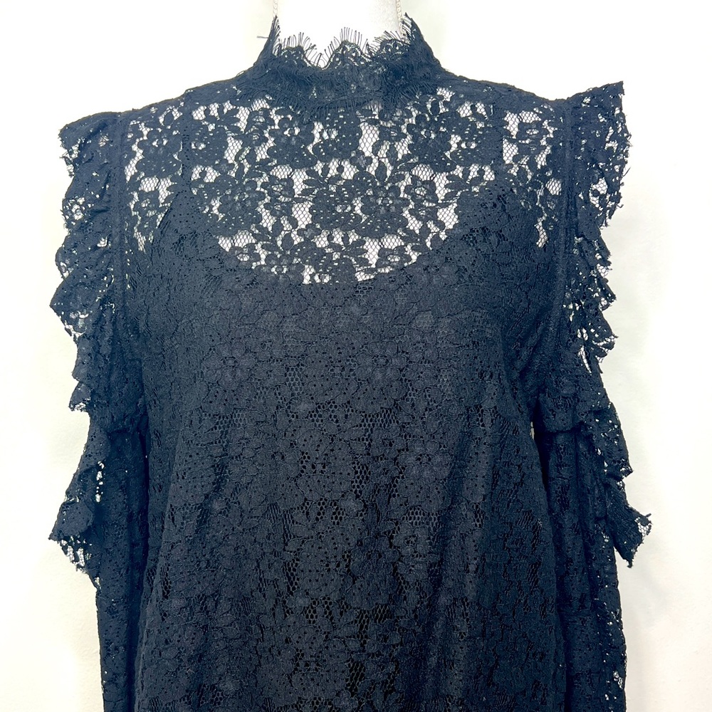 Contemporary Laced Cold Shoulder Top